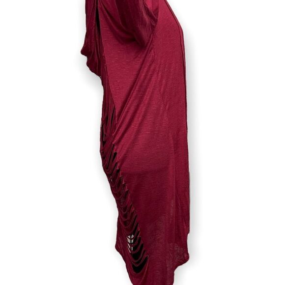 Fury Distressed Cutout Duster Cardigan Women's Small Burgundy Boho Casual NEW - Picture 8 of 9